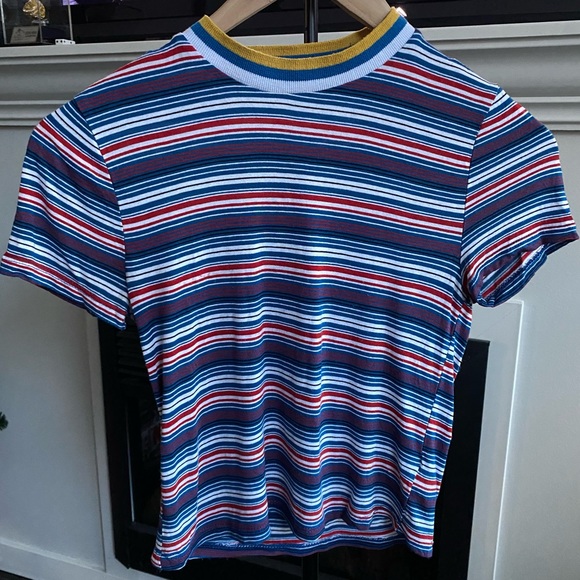 Urban Outfitters striped t-shirt w/ mockneck - Picture 1 of 3